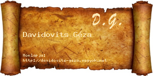 Davidovits Géza névjegykártya
